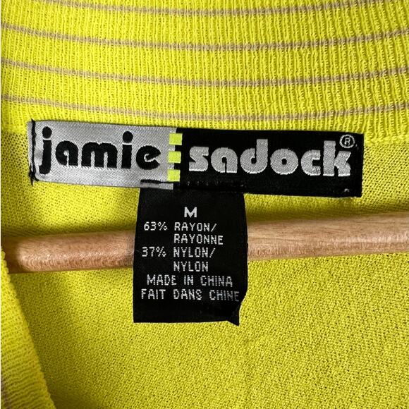 JAMIE SADOCK Women's M‎ Yellow Tan Striped Nylon Blend Performance Zip Golf Top - Picture 5 of 8